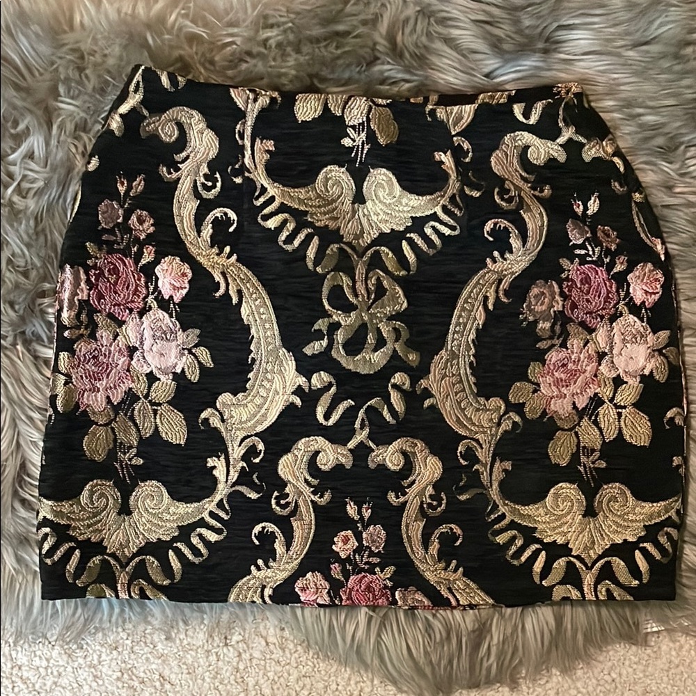 Elegant Black Floral Skirt